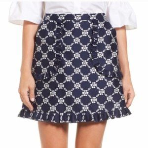 Draper James Navy Ruffle Lattice Skirt